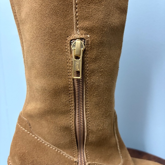 UGG Valberg Chestnut Suede and Fur Tall Wedge Boots Women's Size 6 - Picture 10 of 14